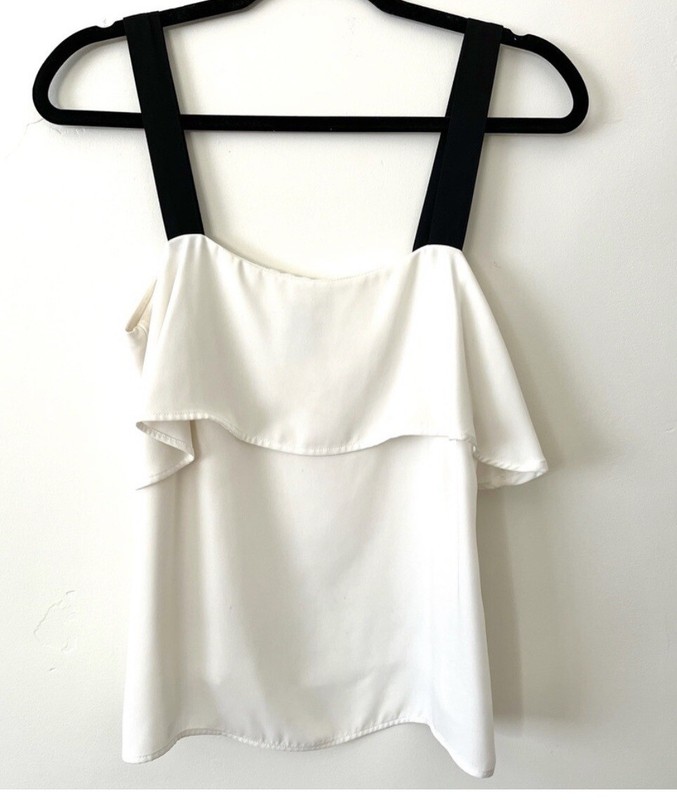H&M black and white flouncy silk like material top camisole