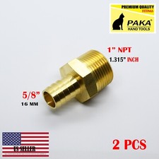 2X 5/8" HOSE BARB X 1" MALE NPT Brass Pipe Fitting NPT Thread Gas Fuel Water Air