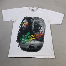 VINTAGE Bob Marley Shirt Mens Large White Vtg Jamaica Reggae Legend Cotton U39