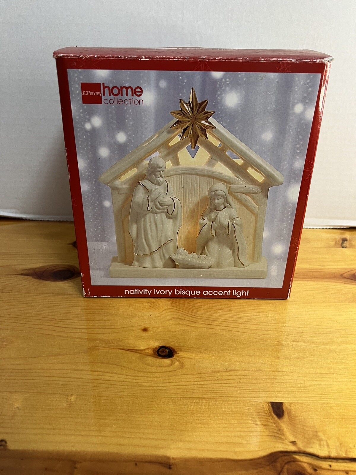 JCPenney Home Collection Light up Nativity Made Of Ivory Bisque W/Gold