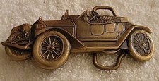  Vintage ANTIQUE CAR Solid Brass Belt Buckle 1970'S MERCEDES BENZ ROLLS ROYCE
