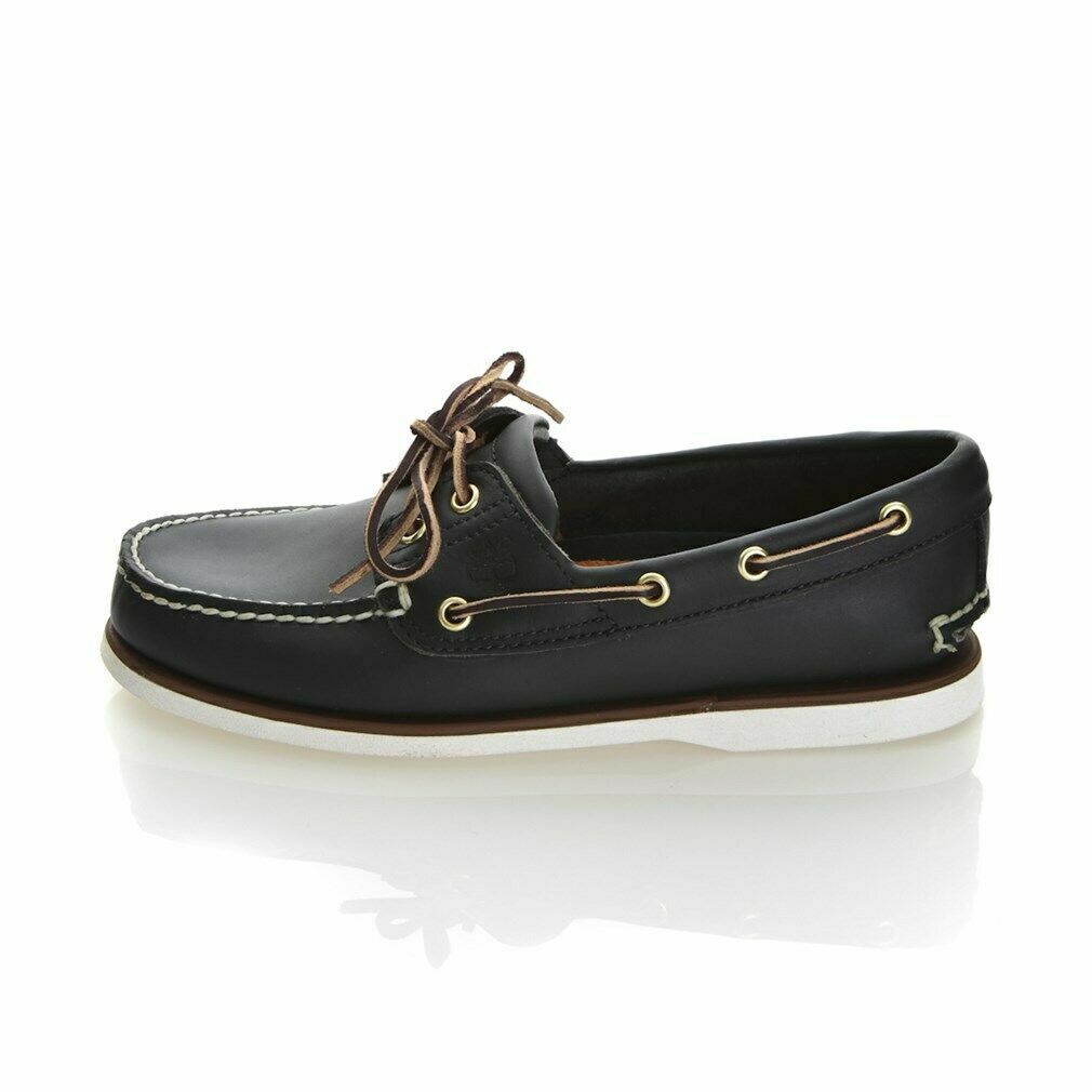 Timberland Mens 2 Eye Classic Handsewn Leather Boat Shoes Navy