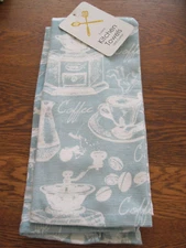 Set of 2 Sultan's Linens 100% Cotton Kitchen Towels Coffee Themed