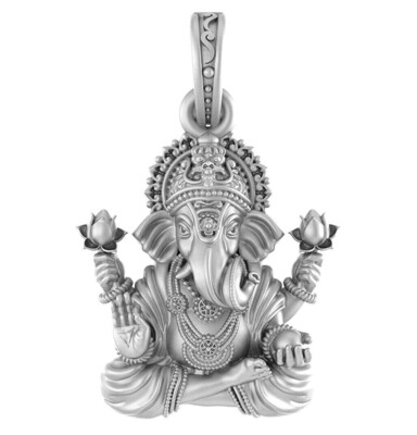 Sterling Silver (92.5% purity) God Ganesh Pendant for Men & Women Pure Silver