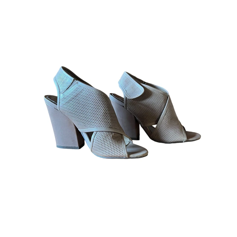 Zapatos Nicole para mujer talla 6,5 M beige tacón ancho punta abierta Foto 4 de 4