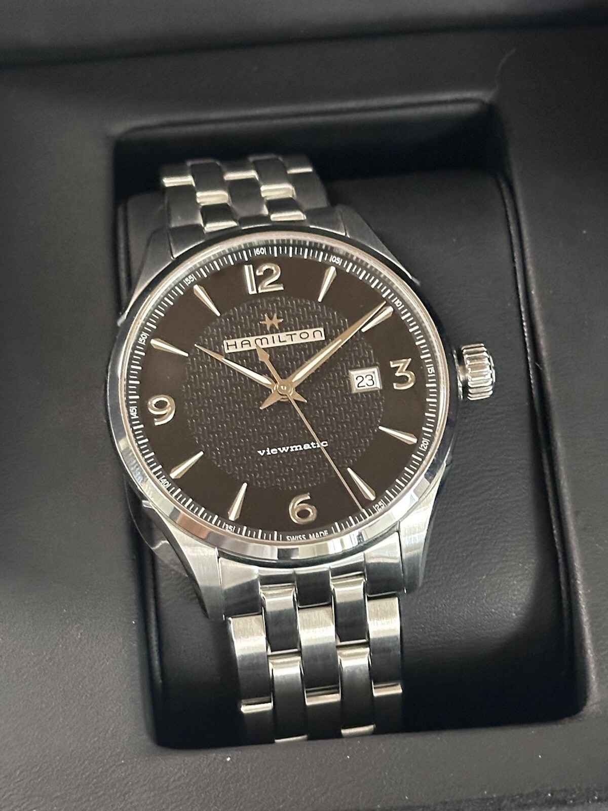 Hamilton Jazzmaster Men's Black Dial Stainless Steel Watch H32755131