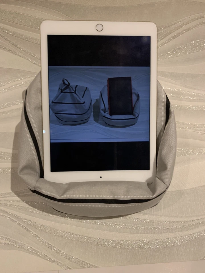 Grey / Black Stripes IPad tablet cushion Beanbag stand  Switch, kindle Holder - Image 3 of 4