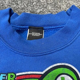 Super Mario Bros Sweatshirt Mens M Blue Nintendo Luigi Mario NES Game Pullover