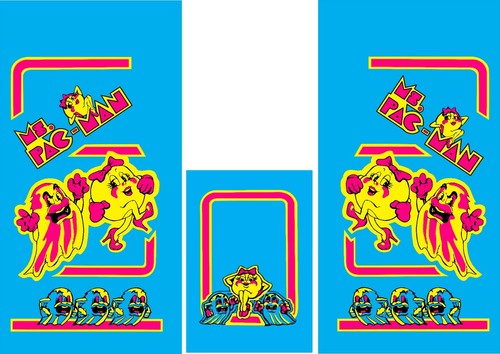 Fits Ms Pac Man Side Art Kick Plate Blue 3 Pc Set Laminated High Quality Ebay
