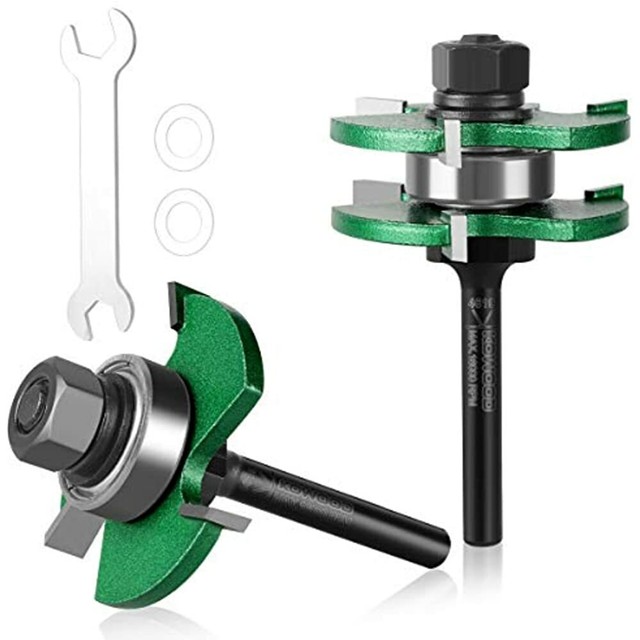 KOWOOD Pro Tongue And Groove Set Of 2 Pieces 1/4 Inch Shank Router Bit