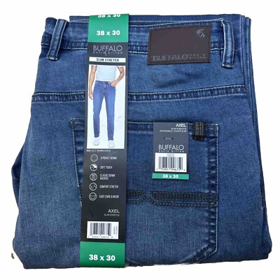 BUFFALO David Bitton Mens AXEL Slim Stretch Jeans 38x30 Med Blue