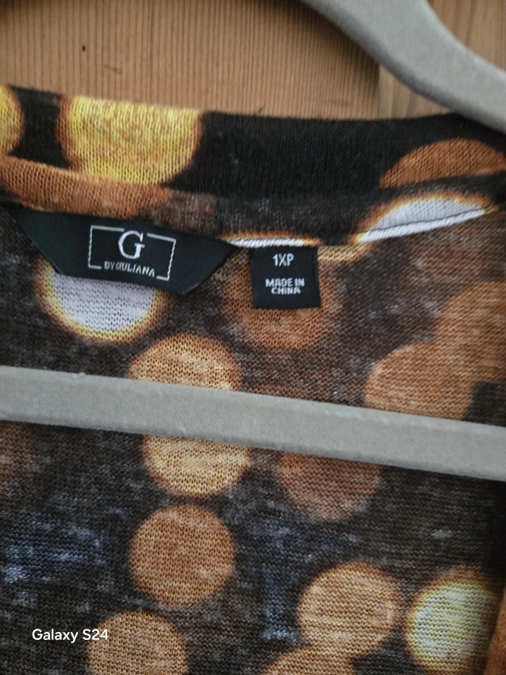 G BY GIULIANA Fall Seasons Polka Dots Topper Duster Open Cardigan Size 1X Petite - Image 3 of 4