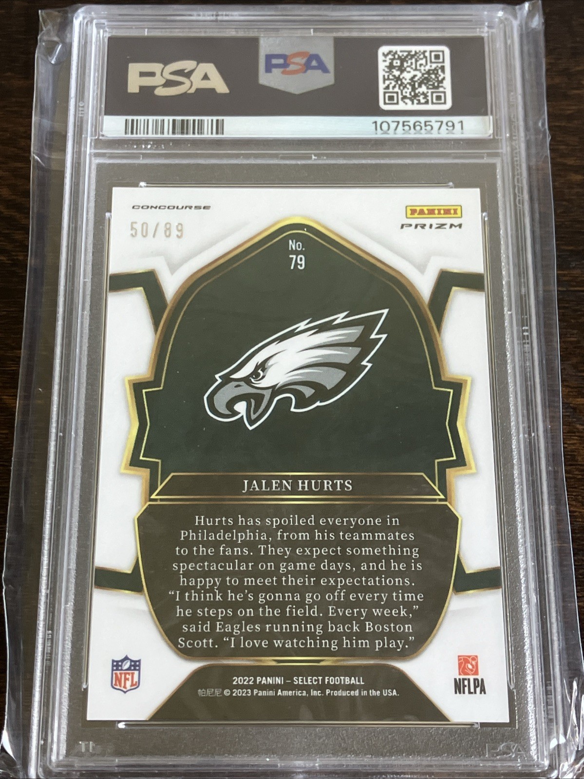 2022 Panini Select - Concourse Jalen Hurts #79 Dragon Scale Prizm /89 PSA 10!! view 2