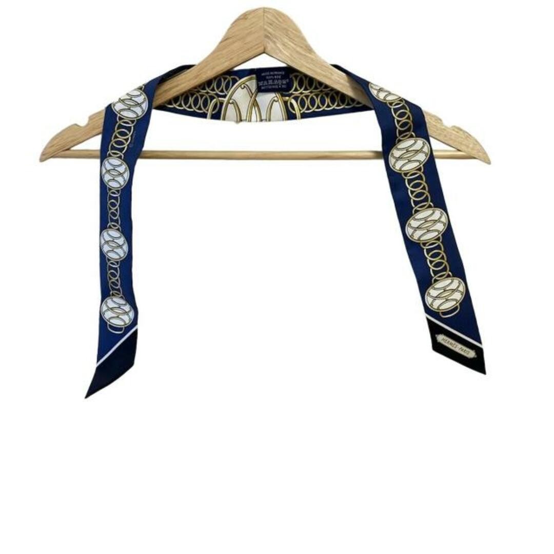 Hermes Navy Gold Multi-Color Silk Scarf  
