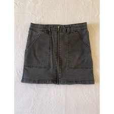 Art Class Girls Black Denim Zip Front Mini Skirt Utility Pockets Size L 10/12