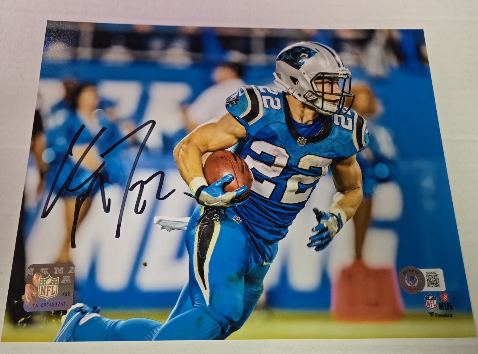 Christian McCaffrey Autographed Signed Carolina Panthers 8x10 Photo Beckett 49ers Stanford 