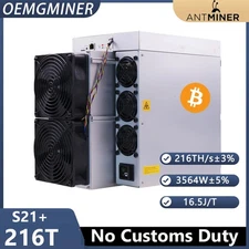 Antminer S21+ BTC Miner 216T 3564W ASIC Miner Algorithm SHA-256 BTC  Asic Miner