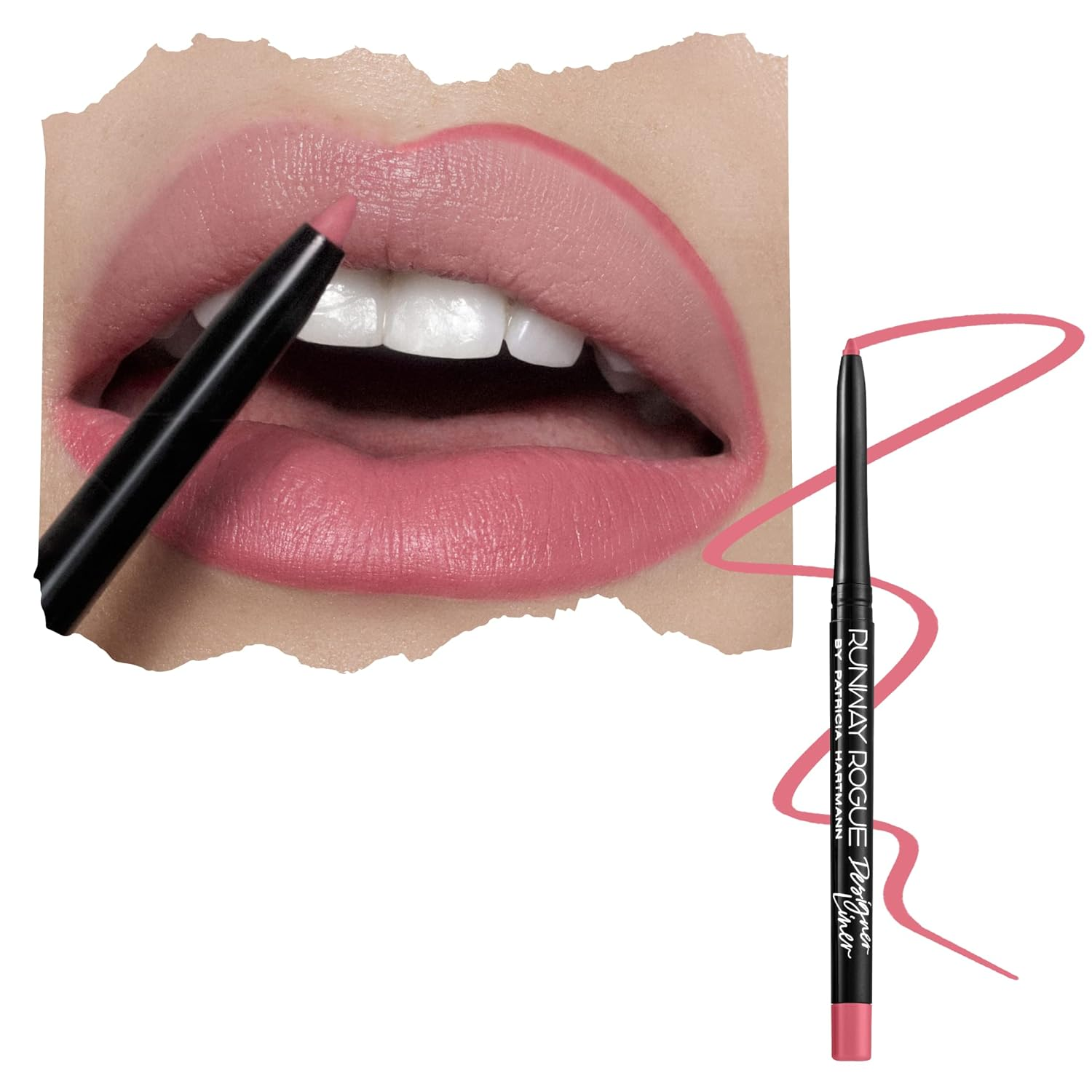 Matte Blush Pink Lip Liner Pencil by Designer - Long Lasting & Sharp