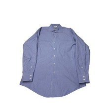 VTG Brooks Brothers Makers Mens 16-33 Blue Micro Check Cotton Dress Shirt USA