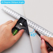 Multi-functional 12inch Metric & Imperial Scale 45 / 90 Degree Combination Angle