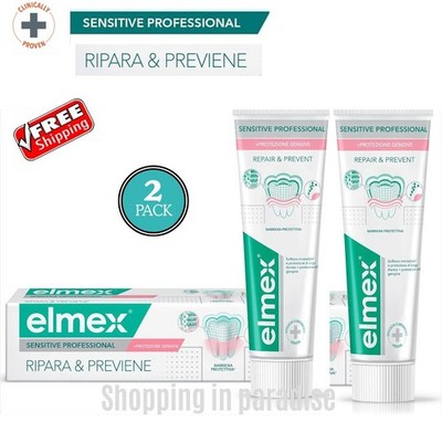 Elmex Sensitive Professional Repair + Preventive Gum 75ml Exp 07/28 Italy 2 PACK