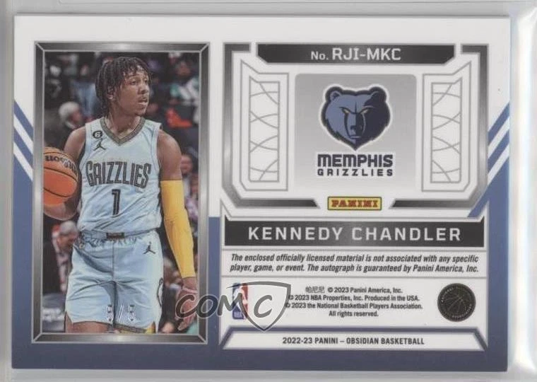 2022-23 Obsidian Rookie Jersey Ink Electric Etch Red /5 Kennedy Chandler Auto RC - Image 2 of 2