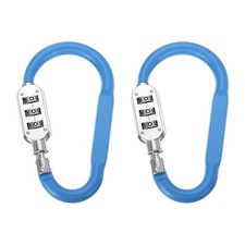 4.2 Inch Length Combination Locks, 2PCS 3 Dial Digit Combo D-Ring Locking, Blue