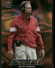 2023 Leaf Trinity (Mega Box) #S-60 Nick Saban Steel Lava Gold #/1