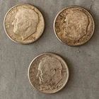 Lot of 3 Silver Roosevelt Dimes 1946 1950 1964 - 90% US Constitutional Junk Coin