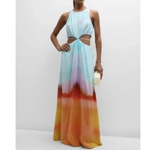 Jonathan Simkhai Alfie Multicolor Ombre Dip Dye Cut Out Sleeveless Maxi Dress L