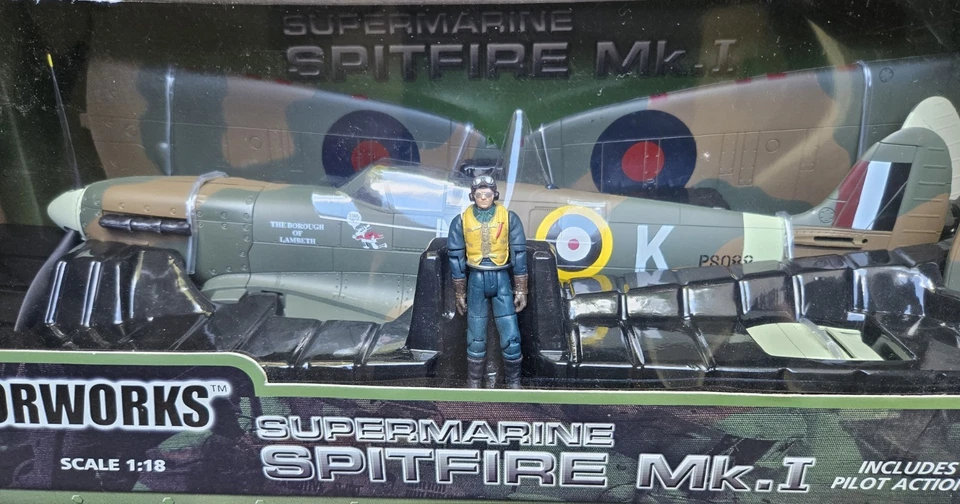 MOTORWORKS / ULTIMATE SOLDIER WWII SPITFIRE MK I CALL LETTERS NKK 1:18 SCALE MIB - Image 3 of 4