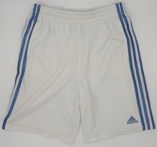 Adidas Shorts Youth XL 18-20 White with Blue 3 Stripes Athletic Mesh NEW