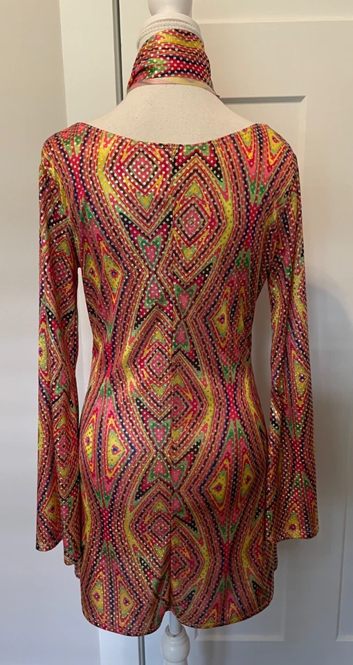 CALIFORNIA COSTUMES Womens 70s DISCO Dolly Dress Orange Yellow Green Size Medium - Image 4 of 4