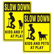 Slow Down Kids at Play Sign, 2 Pack Slow Down Signs for Neighborhoods, Slow C...