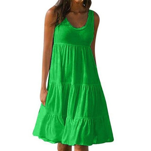 Damen Ärmellos Minikleid Sommerkleid A-Line Urlaub Freizeitkleid Strandkleid>| - Bild 7 von 19