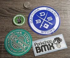 4 SHOP DECALS: Sex Wax - Porkchop BMX - Mr. Nice Guys and the Daytona Board Shop