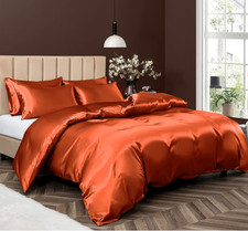 P Pothuiny 5 Pieces Satin Duvet Cover Full/Queen Size Set, Luxury Silky Like Bur