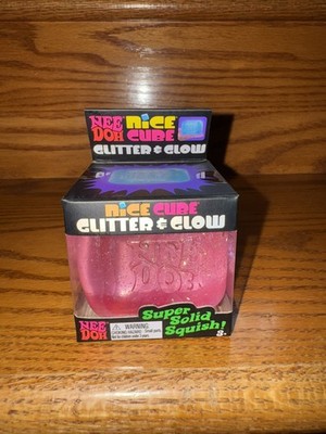 New Needoh Nice Cube Glitter & Glow  Nee Doh Ice Super Solid Squish Squishy Pink