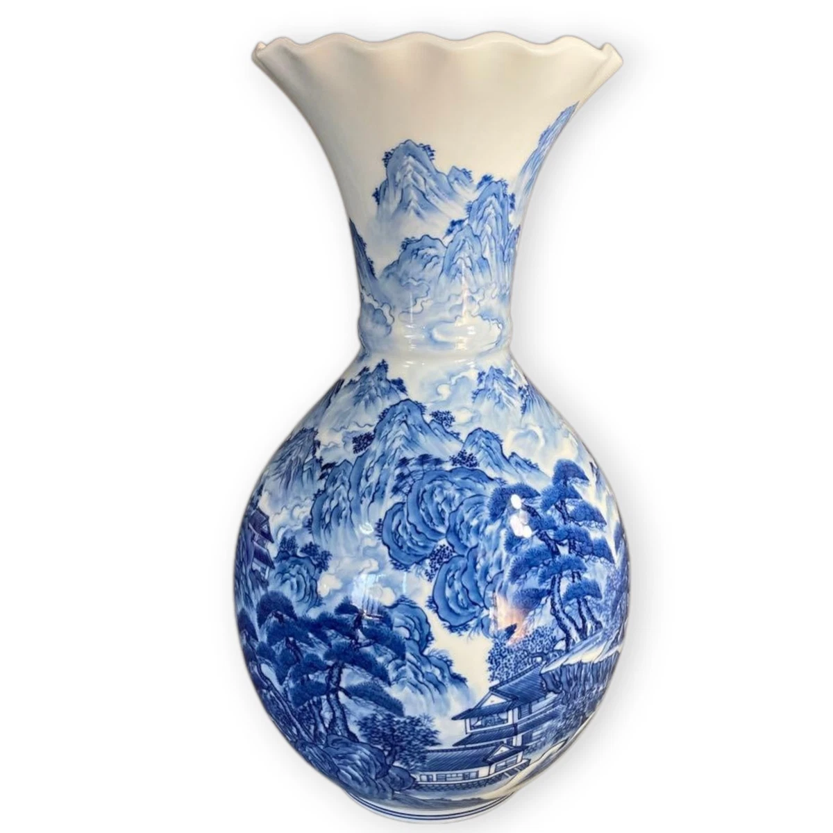 陶瓷蓝色后1940 年日本花瓶| eBay