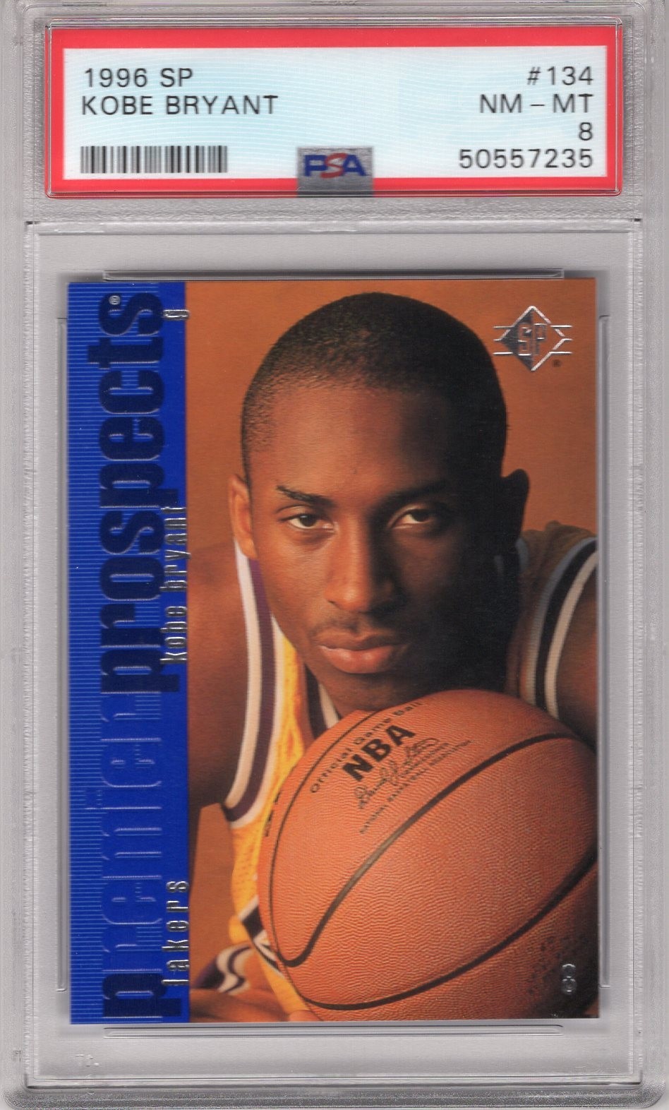 KOBE BRYANT 1996-97 SP ROOKIE RC #134 PSA 8 NM-MT **LOS ANGELES LAKERS** HOF