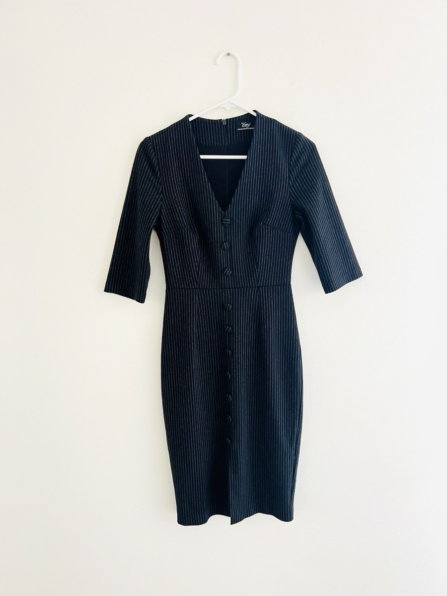Vintage Diva Black Pinstripe 3/4th Sleeve Retro Pinup Mini Wiggle Dress XS | eBay Vintage Diva Black Pinstripe 3/4th Sleeve Retro Pinup Mini Wiggle Dress XS | eBay