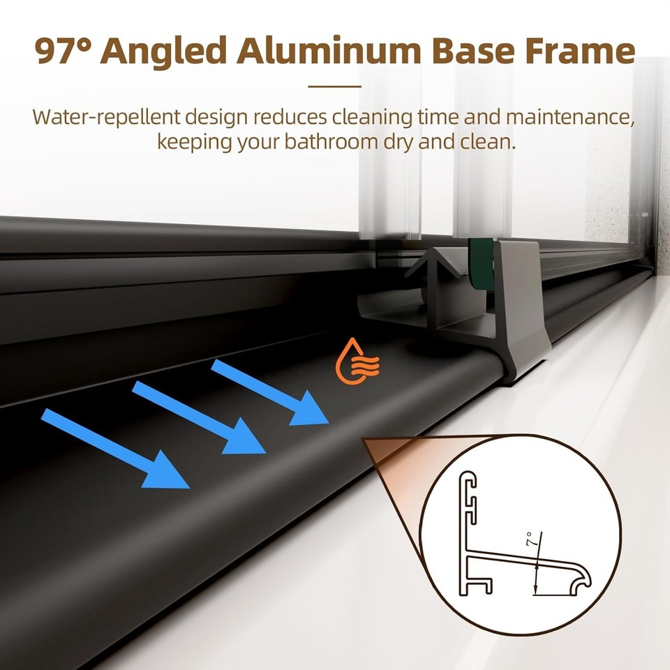 PlywoodPath 60"X72" Shower Enclosure - Tempered Glass, Matte Black, Alluring 60 In. W X 72 H Clear Construction Pywp1494 - View #7