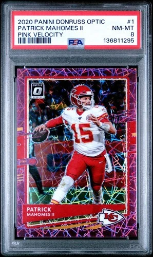 2020 PANINI DONRUSS OPTIC 1 PATRICK MAHOMES II PINK VELOCITY /79 PSA 8