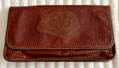 CARLOS FALCHI CLUTCH BROWN-VINTAGE W/ SLIGHT IMPERFECTION-EUC!