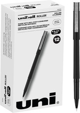 Uni-Ball Roller Rollerball Pens Fine Point Micro Tip 0.5Mm Black 12 Pack