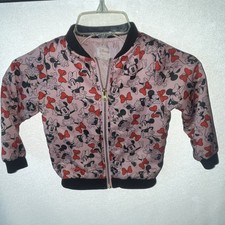 Disney Minnie Mouse Pink Allover Print Zip-Up Bomber Jacket Girls 18M