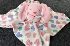 Carter's Pink Bunny Lovey Security Blanket Pastel Hearts Baby Plush Soft Toy