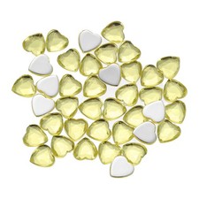 Acrylic Heart Rhinestone 10mm Flat Back Plastic Gems Sticker Light Yellow 40Pcs
