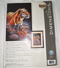 Dimensions Tiger Chilling Out 9x14” Cross Stitch #35222 NEW