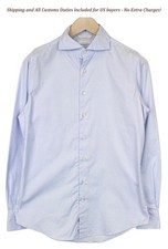 SUITSUPPLY Men's Formal Shirt 39/15 1/2 Light Blue Extra Slim Cotton Cutaway